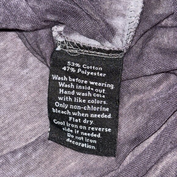 Rock & Republic Rider Spirit Graphic Tee Gray Sheer Burnout Top Wings M - Picture 7 of 10